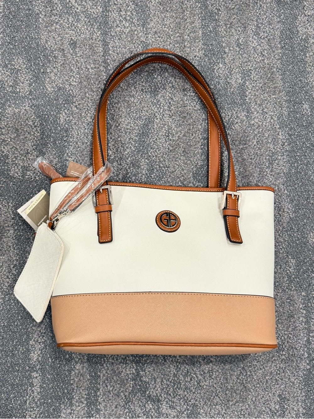 Giani Bernini White Saffiano Tote Shoulder Bag NWT